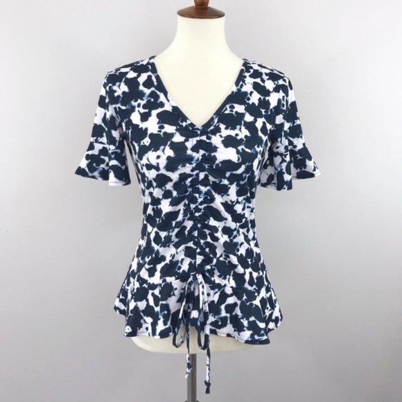 Juicy Couture Lush Shadow Gathered Front Flutter Sleeve Top Women’s Size M - Picture 2 of 15